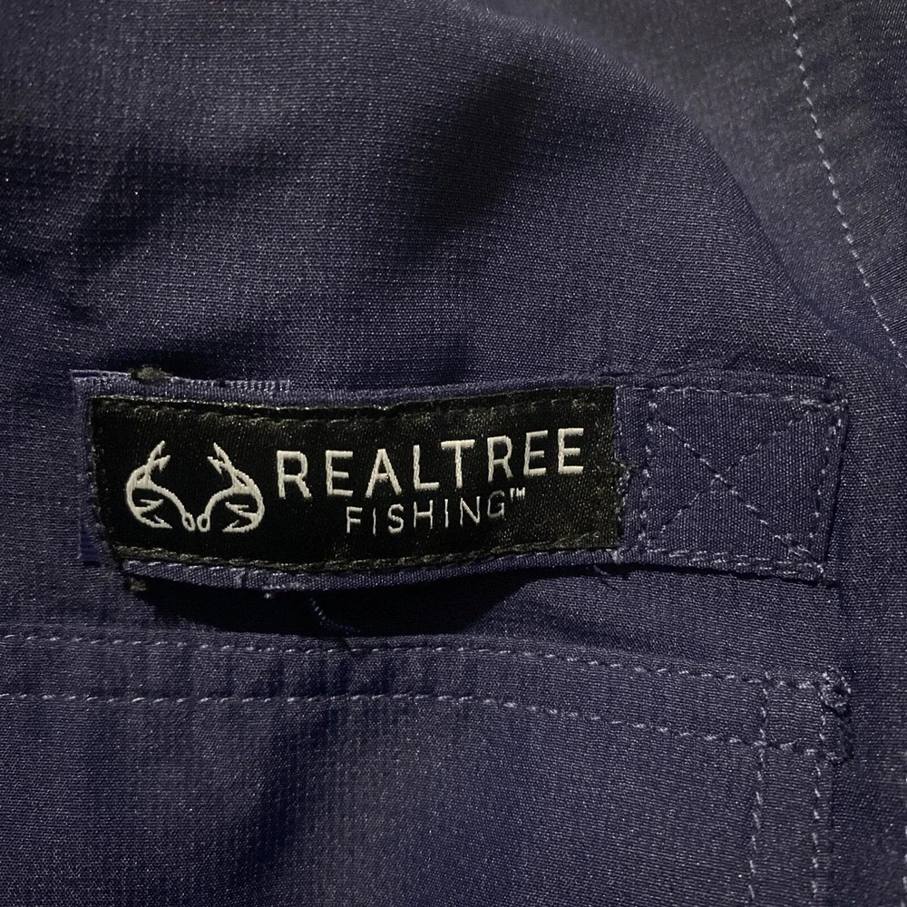 Staghorn Mens Realtree Short Sleeve Button Down Fishing Shirt, Evening Blue, NWT